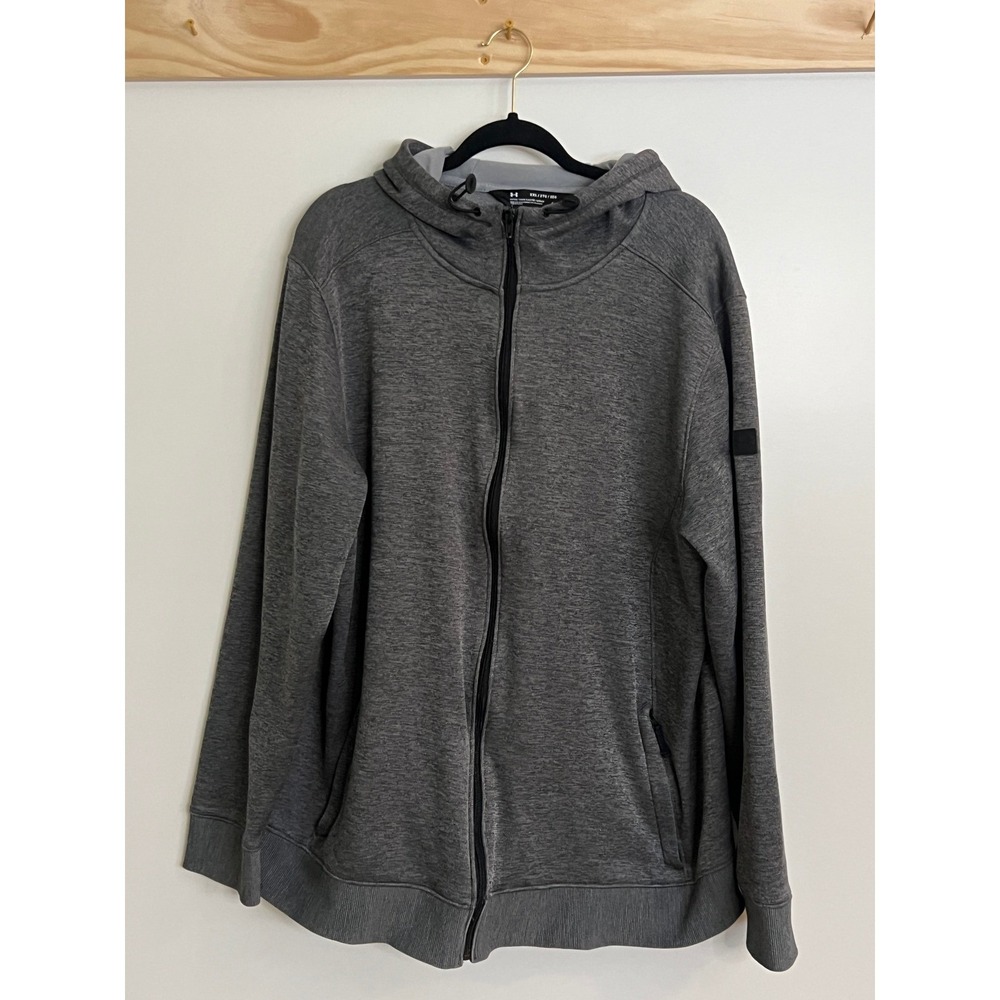 Under Armour Full Zip Sweatshirt Hoodie Dark Gray Athletic Fleece Men‎ Sz XXL